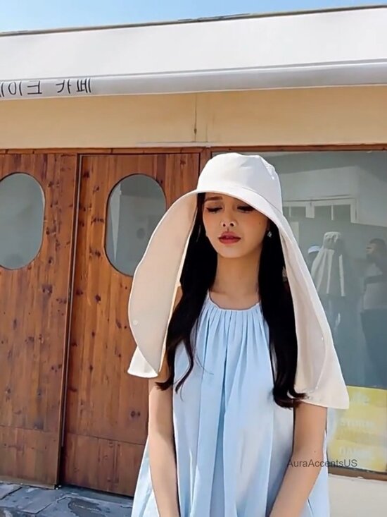 UPF 50+ Wide Brim Sun Hat with Neck Flap Ponytail Hole Hiking Visor main image 3